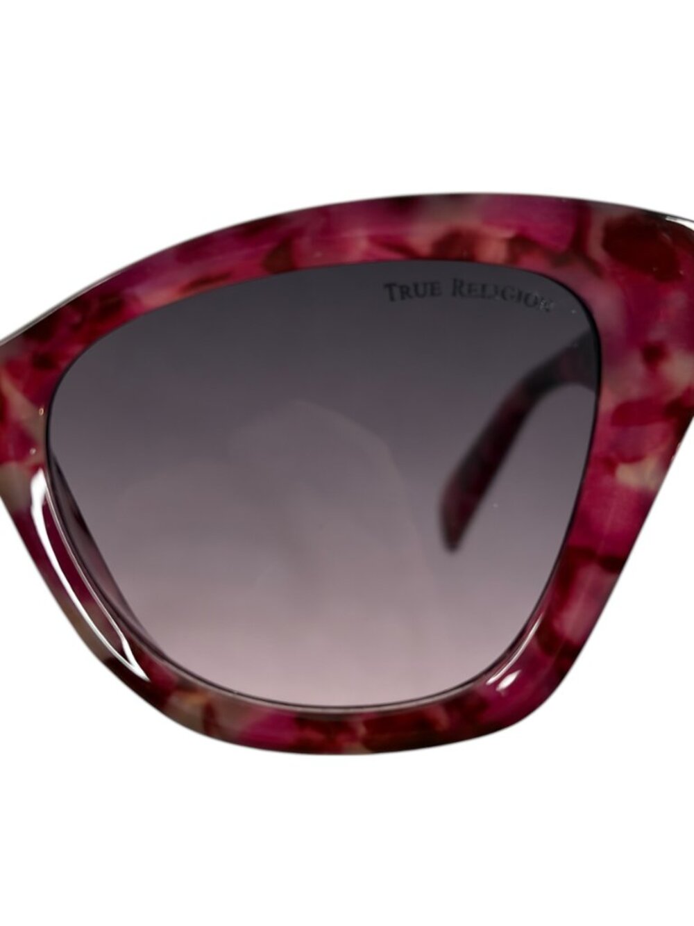 True Religion Burgundy Tortoise Cat Eye Sunglasses TR56288 - Picture 3 of 5